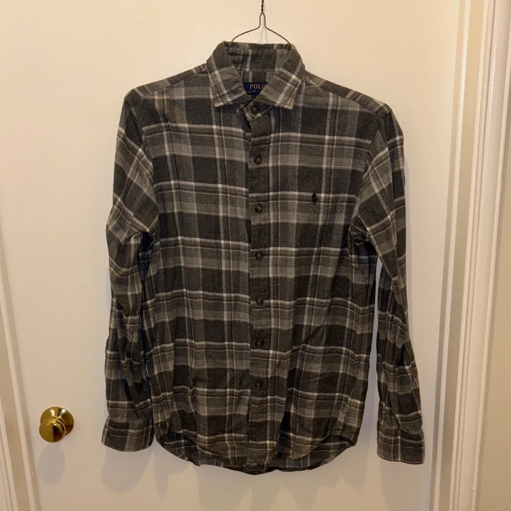 Polo by Ralph Lauren Men's Black and Gray Plaid Shirt - Picture 1 of 7